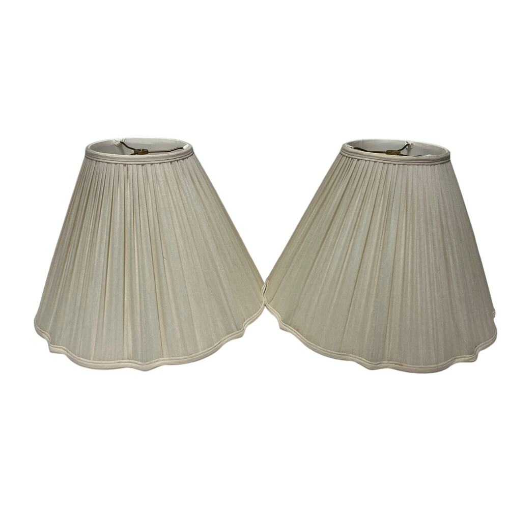 Pair Vintage Pleated Lamp Shade 13" Tall Floor Lamp Table Lamp white shade